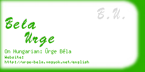 bela urge business card